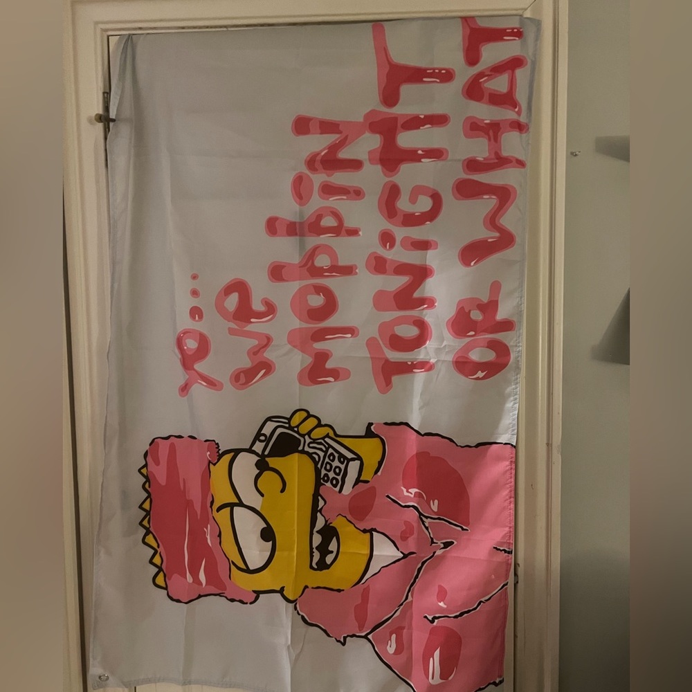 Trendy Dorm or Room Flag / pink simpsons decor!